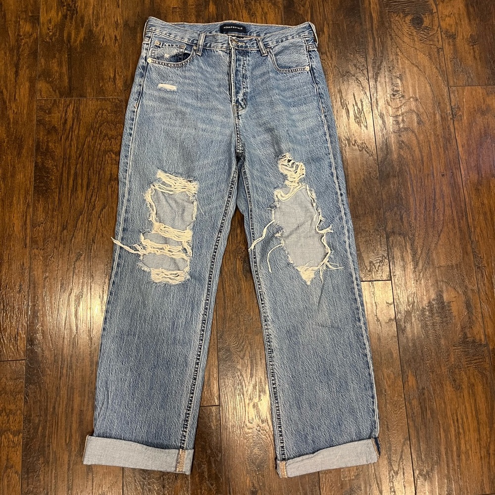 Aeropostale High Rise Distressed Blue Jeans